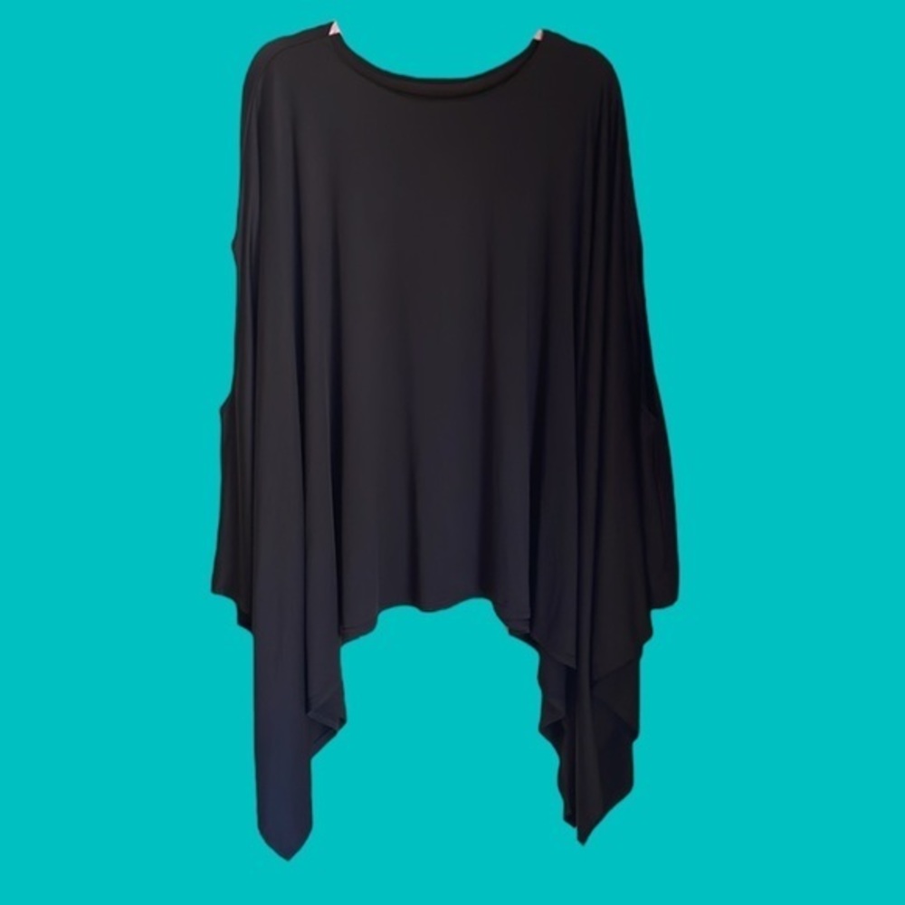 Black OSFM Poncho Swim Coverup‎ With Armholes - Picture 3 of 5